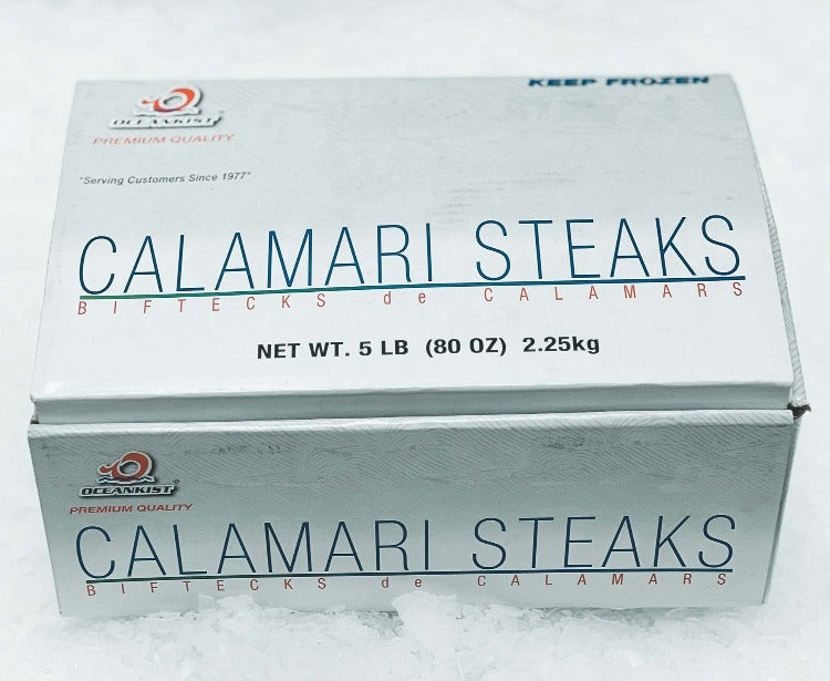 Calamari Steaks 5lb Box - Frozen Seafood by Oceanist, Ideal for Restaurants and Home Cooks