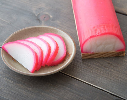 Close-up of sliced kamaboko fish cake