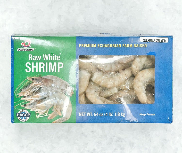 Packaging of OceanKist Raw White Shrimp Headless Shell-On Premium Ecuadorian Farm Raised