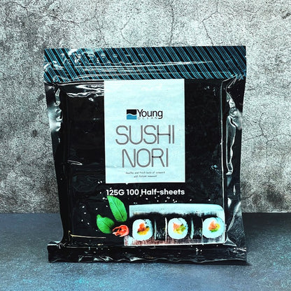 Packaged sushi nigiri in clear plastic bag